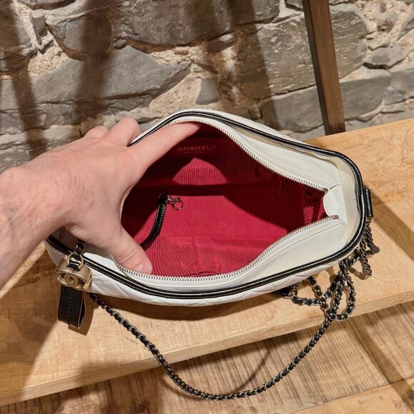 Chanel Ivory Black Lambskin Medium Gabrielle Hobo Bag - Picture 11 of 14